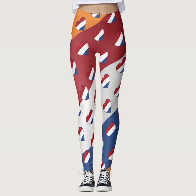 Legging Eu amo as cores holandesas holandesas da bandeira (Frente)