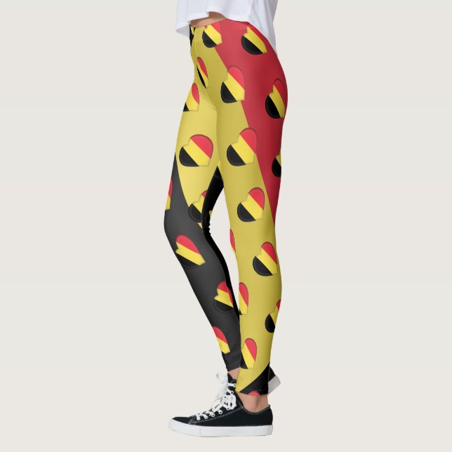 Legging Eu Amo Belga Flag Hearts Pattern Funny (Esquerda)