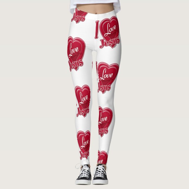Legging Eu Amo Jesus Coração Vermelho (Frente)