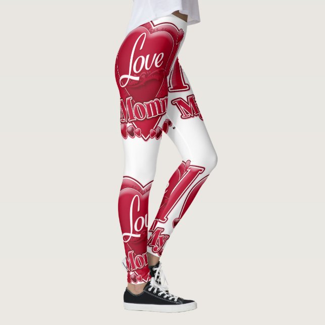 Legging Eu Amo Meus Corações Vermelhos Da Mamãe (Direita)