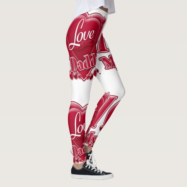 Legging Eu Amo Meus Corações Vermelhos Pais (Direita)
