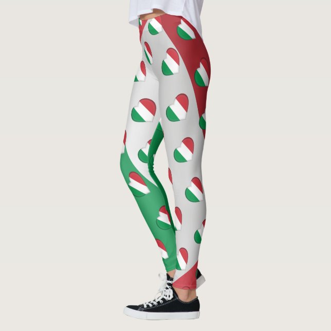 Legging Eu amo o teste padrão italiano dos corações de (Esquerda)