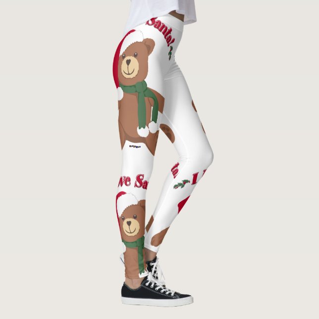 Legging Eu Amo Papais noeis De Natal Urso De Teddy (Direita)