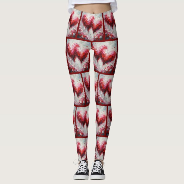 Legging Eu Te Amo Dois Corações Abstrato, Namorados De Pin (Frente)