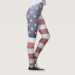 Legging EUA bandeira Red White Blue América Malha Geométri