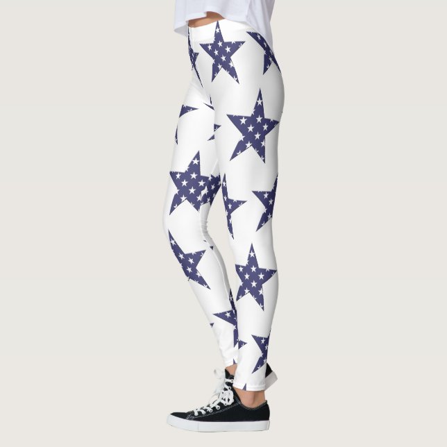 Legging EUA Stars Patterno Azul Patriótico (Esquerda)