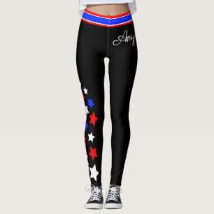 Legging EUA - White e Blue Stars (Seu Nome)