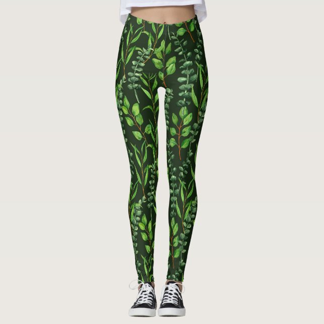 Legging Eucalipto em verde escuro (Frente)
