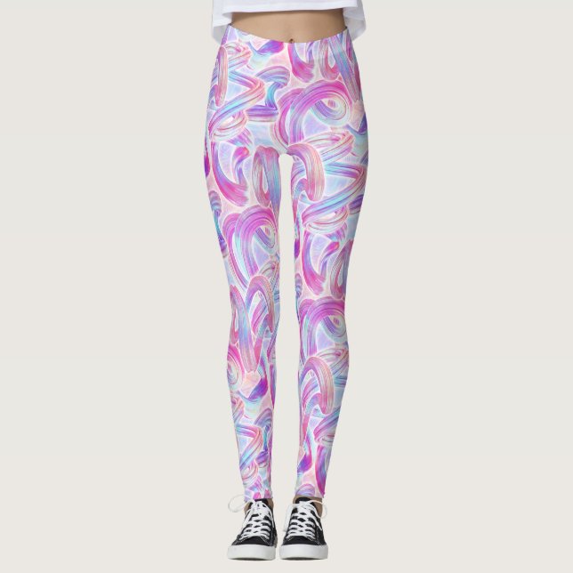 Legging eurobeat holorave - rosa e azul: (Frente)