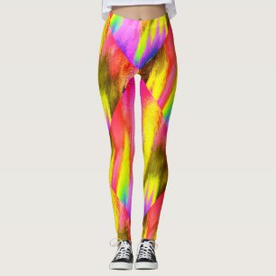 Legging Exercício Aeróbico com Padrão Colorido Psicodélico
