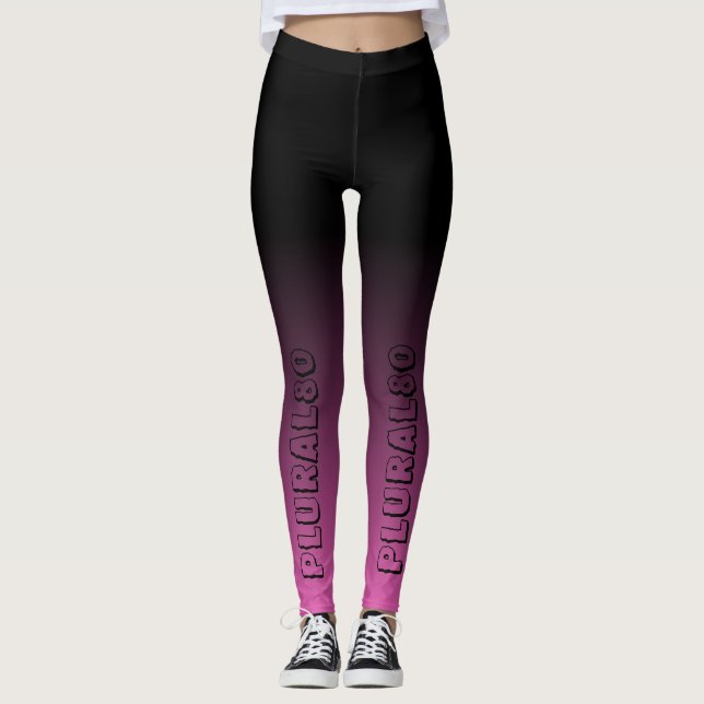 Legging exercício cor-de-rosa preto gradiente de texto na  (Frente)