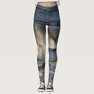 Legging Exercício de Corrida de Yoga Ondas Oceânicas
