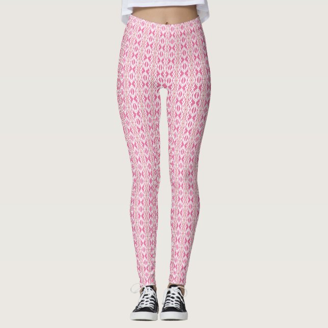 Legging Exercício de ginástica de padrão de cadeia de bege (Frente)