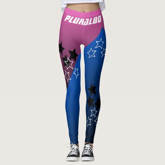 Legging exercício de gradiente cor-de-rosa azul com na mod (Frente)