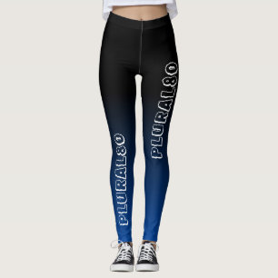 Legging exercício de monogramas de gradiente azul na moda 