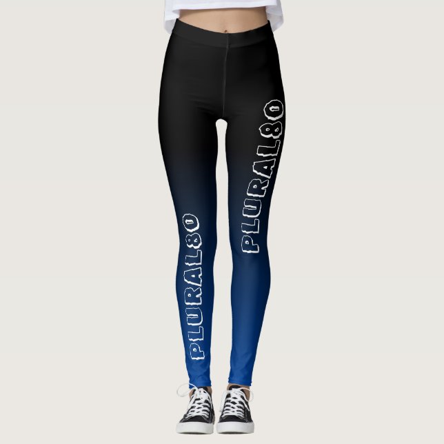 Legging exercício de monogramas de gradiente azul na moda  (Frente)
