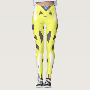 Legging Exercício Geométrico de Gym Branco da Cinza Azul A
