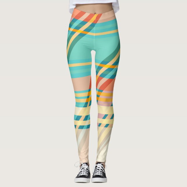 Legging Exercício Turquesa Blue Red Yellow Peach Gym (Frente)