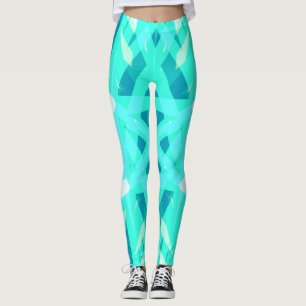 Legging Exercício Verde-Giro Verde Turquesa Azul Vibrante