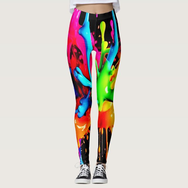 Legging Explosão Colorida Abstrata (Frente)