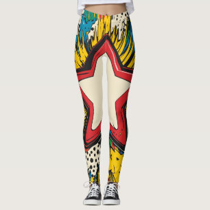 Legging Explosão de Arte Pop de Foto Colorida