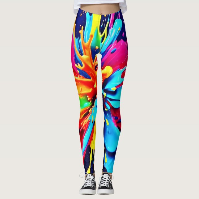 Legging Explosão de cor e pintura em abstrato (Frente)