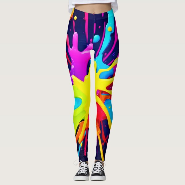Legging Explosão de Pintura Radiante (Frente)