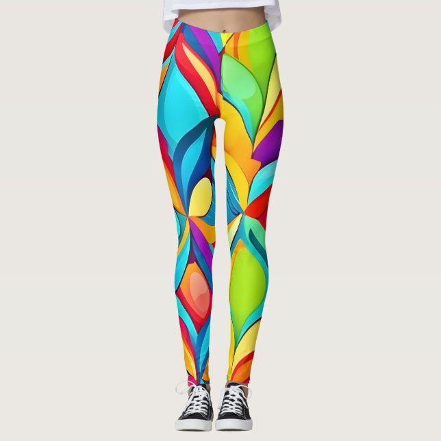 Legging Explosão Floral de Abstrato vibrante (Frente)