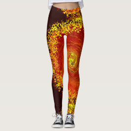 Legging Explosão solar padrão de abstrato cor laranja-alar