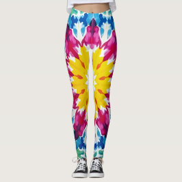 Legging Explosão vibrante de corante gravado em amarelo, r