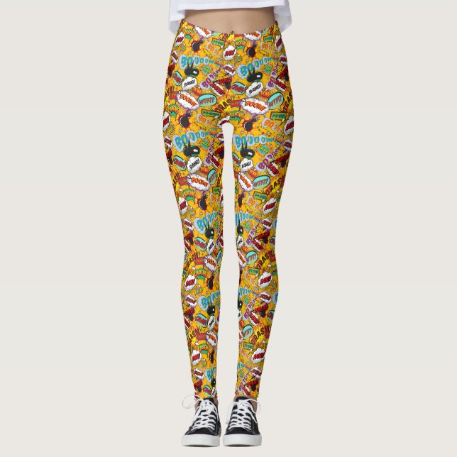 Legging Explosões de Pop Art de Quadrinhos (Frente)