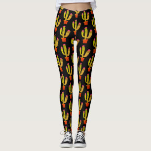 Legging Fábrica de cacto em pote desenhada por todo o imp