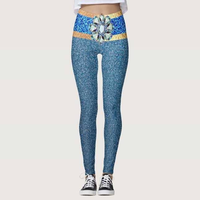 Legging fabulosa sereia simulada sequin blue glitter leg (Frente)