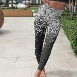 Legging Faísca Negra-Brilhante