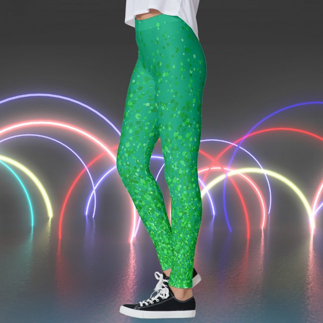 Legging Faíscas retrorreflectoras no Impressão azul verde (Retro Sparkles on Green Blue Print Leggings)