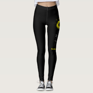 Legging Faith Hope ama Cancer de infância de girassol