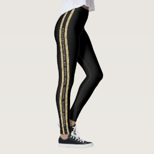 Legging Faixa atlética de texto personalizada com brilho 