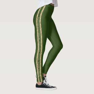 Legging Faixa Atlética de Texto Personalizada Verde e Dou
