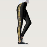 Legging Faixa Atlética Personalizada Dourada com Brilho Pr<br><div class="desc">Perfis Personalizados de Faixa Luminosa Preta e Dourada com uma faixa vertical larga para baixo com texto personalizado no meio que pode ser diferente em cada lado. Personalize com um lema de equipe, mascote, citação favorita, mantra verso, inspiracional, nome de equipe ou adicione seu nome repetindo ao lado de cada...</div>