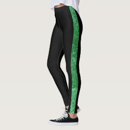 Legging Faixa de Brilho Verde com Faixa Lateral Personaliz