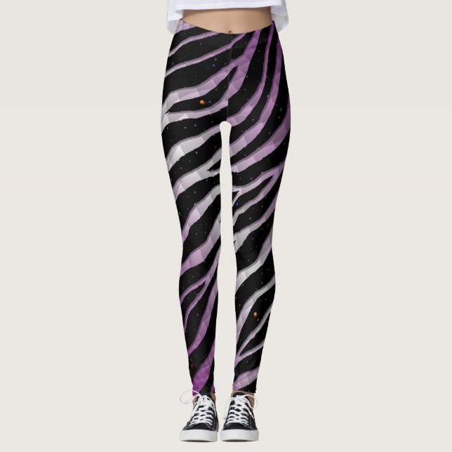 Legging Faixa de TempoEspaçoEspelhada - Roxo/Branco (Frente)
