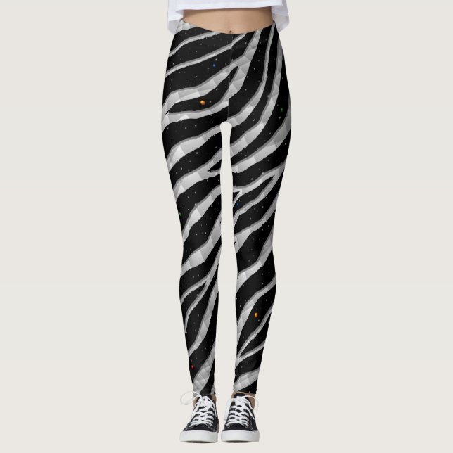 Legging Faixa de TempoEspaçoLimpa - Prata/Branco (Frente)