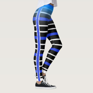 Legging Faixa Horizontal Azul/Branco Escolha Sua Própria