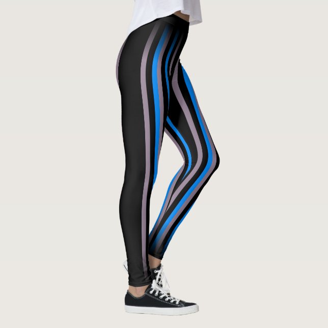 Legging Faixa vertical da Cinza azul clássica e azul cláss (Direita)