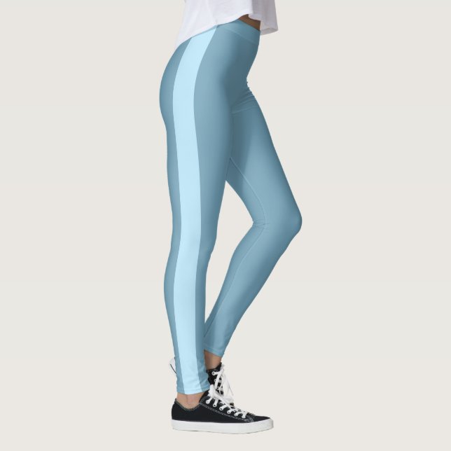 Legging Faixa Vertical Monocromática Azul Claro Esportiva (Direita)