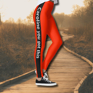 Legging Faixa Vertical Preta   Adicionar texto   Escarlate