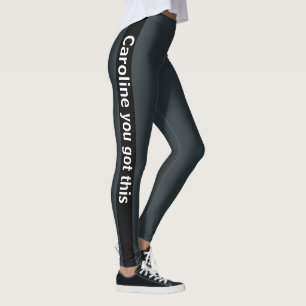 Legging Faixa Vertical Preta Adicionar texto Gunmetal