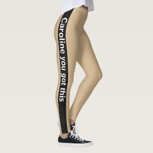 Legging Faixa Vertical Preta Adicionar texto Tan
