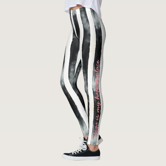 Legging Faixa Vertical Preta e Branca (Esquerda)