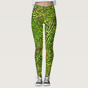 Legging Faixa Zibra Verde e Preta